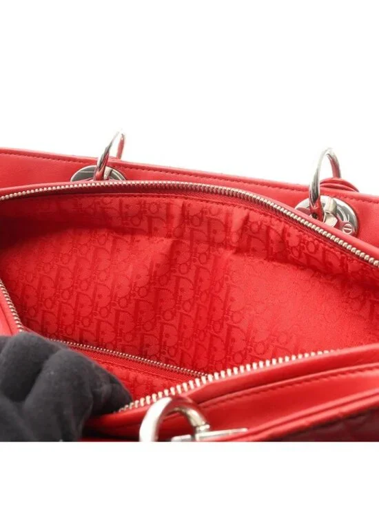 Dior Handbag Lady Large Cannage Red Leather 2-Way - Picture 9 of 9